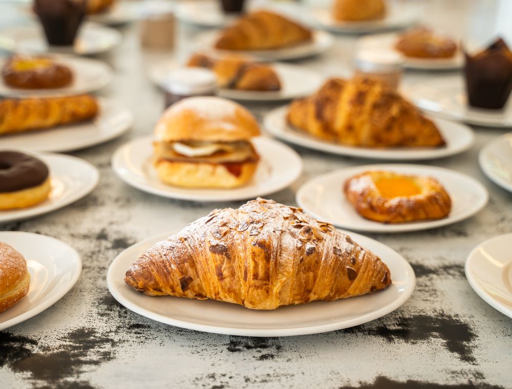 The Ultra bakery display of pastries, croissants and breakfast buns