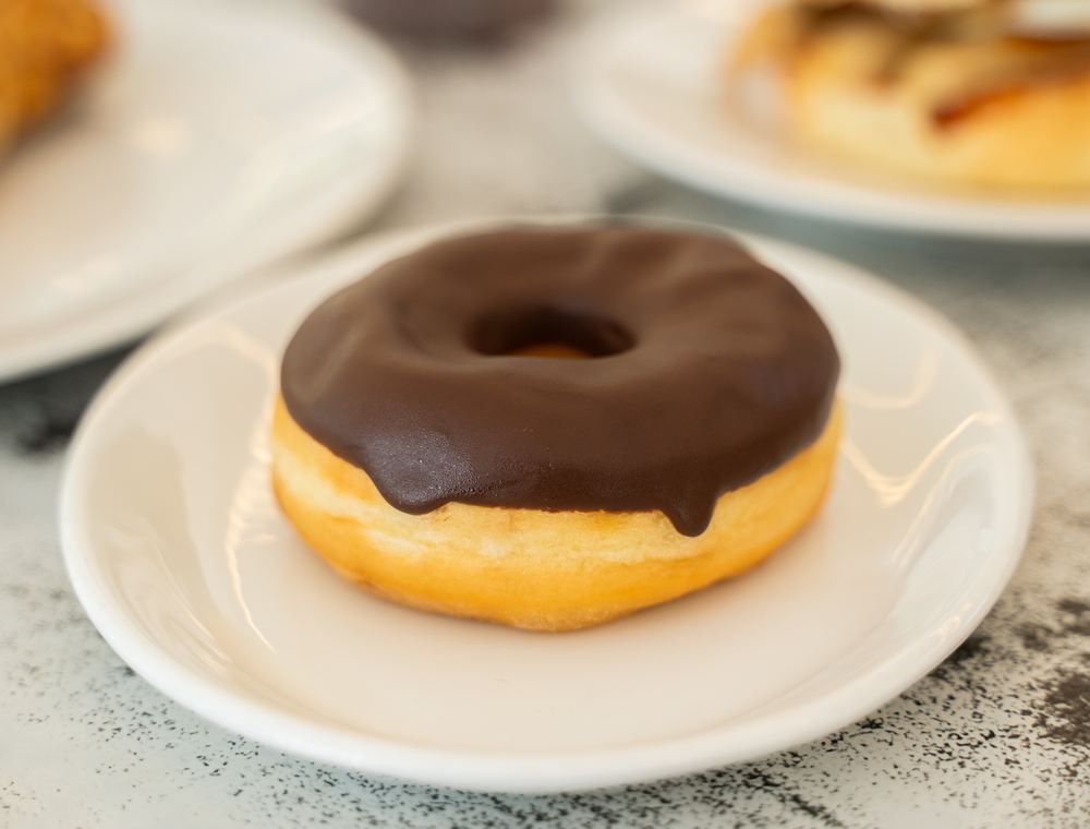 Chocolate glazed donut from the Ultra bakery